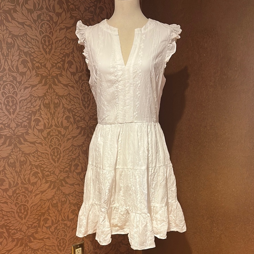 LAUNDRY By Shelli Segal Eyelet Ruffled Dress SZ 4